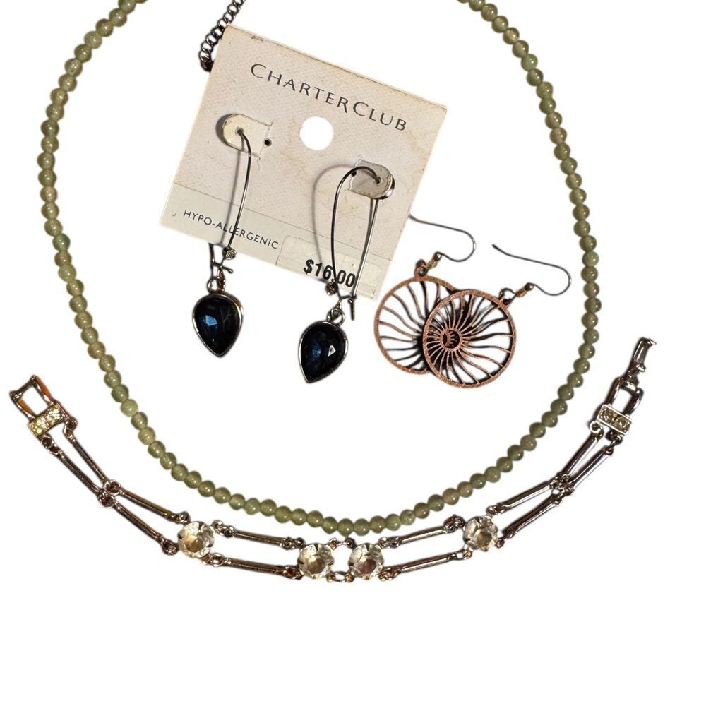 Charter Club Green and Gold Earrings